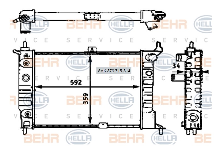 RADYATÖR%208MK376715314%20ASTRA-F%201.6%20(95-)%20KLİMA%20OTOMATİK%20GSI