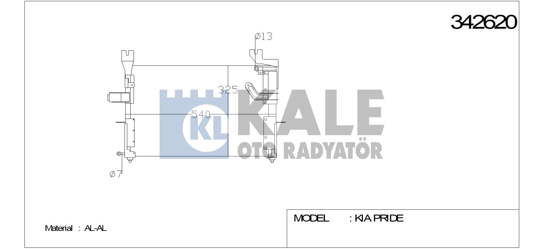 KLİMA%20RADYATÖRÜ%20342620%20PRIDE%201.3 16V%2010.96%20(KURUTUCU%20İLE)