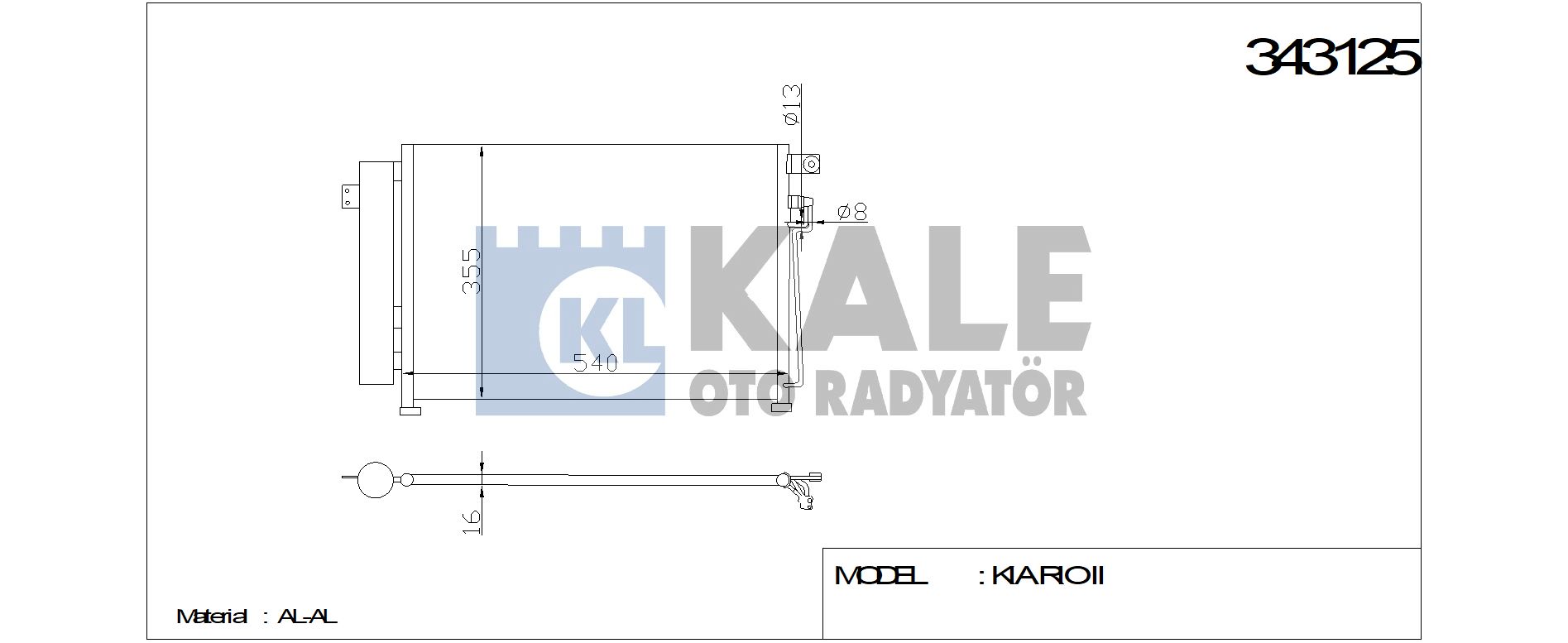 KLİMA%20RADYATÖRÜ%20343125%20RIO II%201.5 CRDI%2005-%20(KURUTUCU%20İLE)