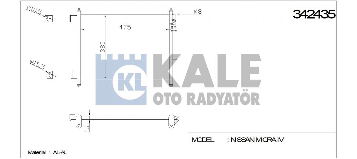 KLİMA RADYATÖRÜ 342435 MICRA IV 1.2 10- (KURUTUCU İLE)