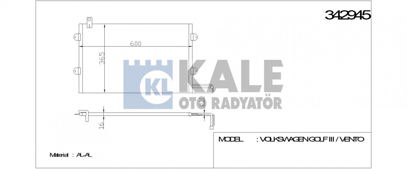 KLİMA RADYATÖRÜ 342945 GOLF III CABRIO VARIANT VENTO 1.6 1.8 1.9 TDI 2.0 GTI 2.8