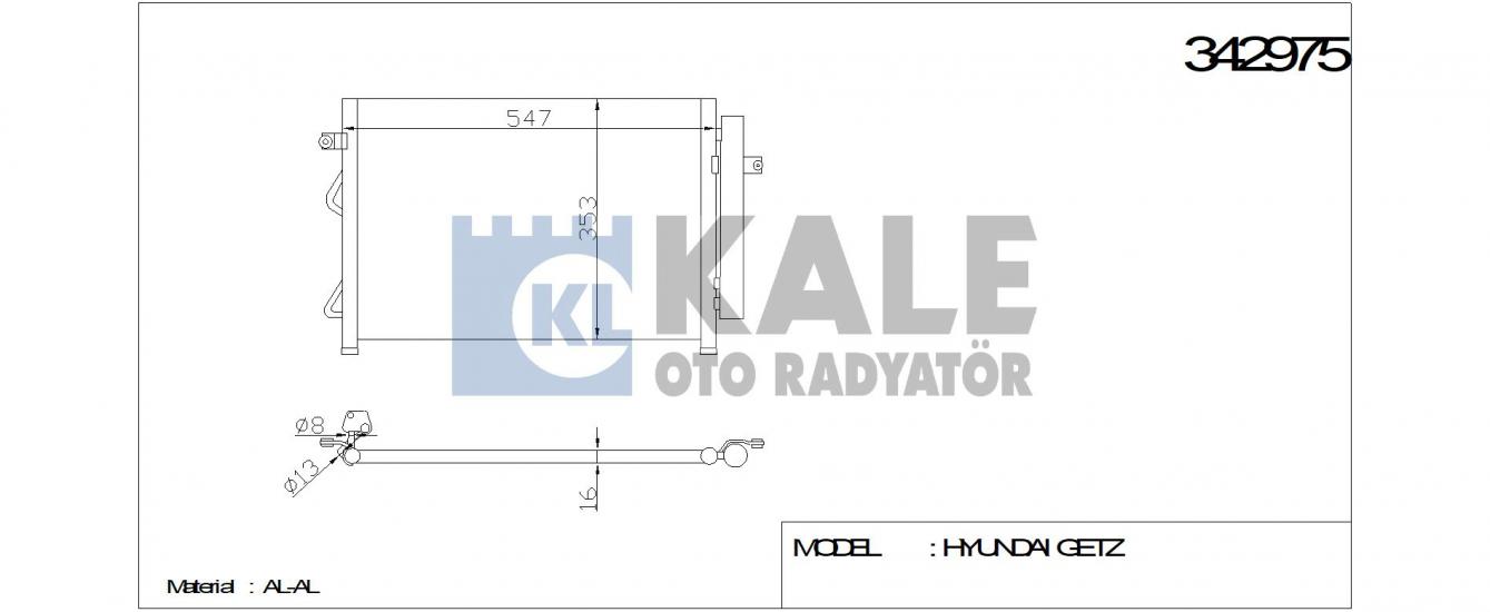 KLİMA RADYATÖRÜ 342975 GETZ 1.5 CRDI 03 09 (KURUTUCU İLE)