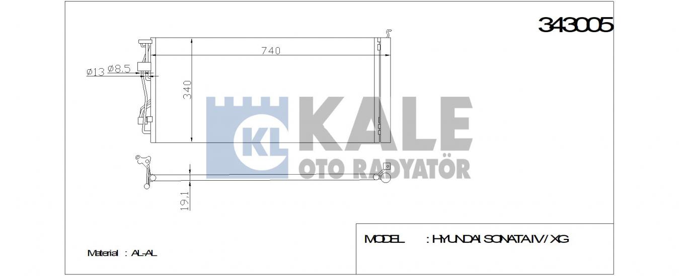 KLİMA RADYATÖRÜ 343015 ACCENT BLUE R11- DIZEL (KURUTUCU İLE)