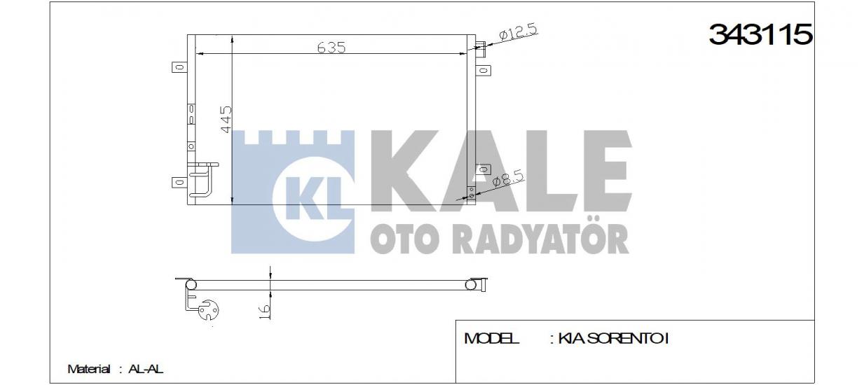 KLİMA RADYATÖRÜ 343115 SORENTO I 2.4 3.3 V6 3.5 V6 2.5 CRDI 02-