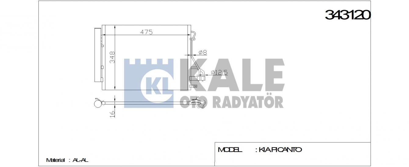 KLİMA RADYATÖRÜ 343120 PICANTO 1.0 LPG 1.0 1.2 11- (KURUTUCU İLE)