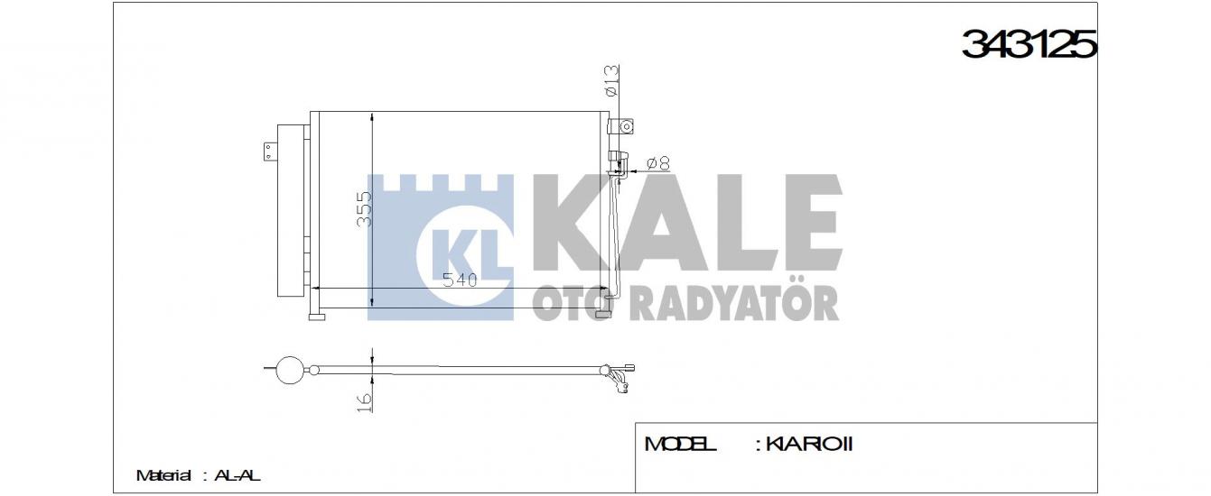 KLİMA RADYATÖRÜ 343125 RIO II 1.5 CRDI 05- (KURUTUCU İLE)