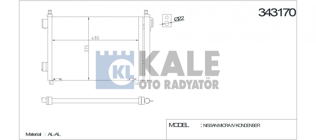 KLİMA RADYATÖRÜ 343170 MICRA IV 1.2 10- (KURUTUCU İLE)