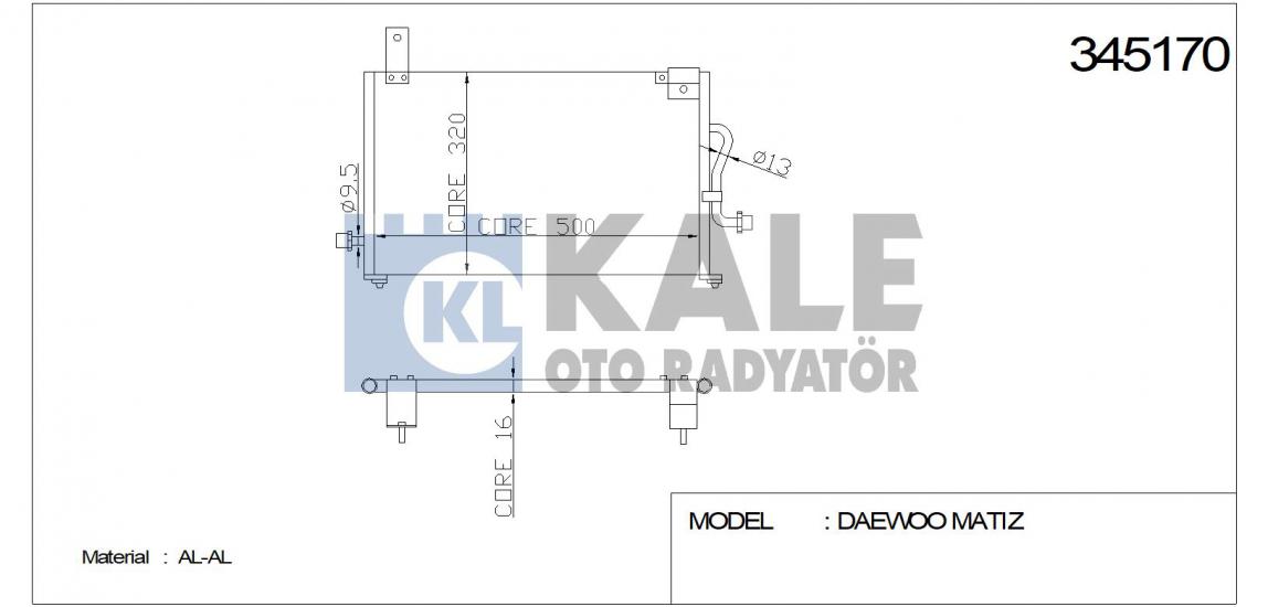 KLİMA RADYATÖRÜ 345170 MATIZ 01- (KURUTUCU İLE)