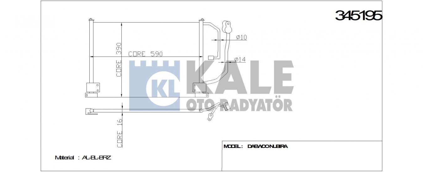 KLİMA RADYATÖRÜ 345195 LANOS ZAZ CHANCE SENS 97- (KURUTUCU İLE)