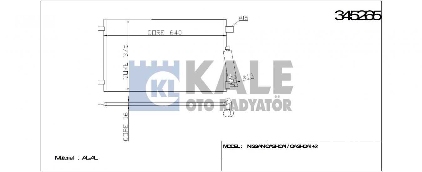 KLİMA RADYATÖRÜ 345265 QASHQAI (J10 JJ10) 1.6 07- (KURUTUCU İLE)