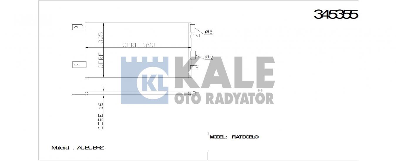 KLİMA RADYATÖRÜ 345355 DOBLO 1.4 1.6 16V 01- (KURUTUCU İLE)