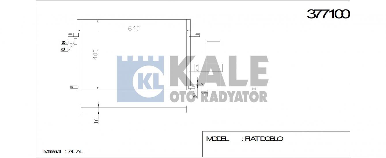 KLİMA RADYATÖRÜ 377100 LACETTI NUBIRA (622x407x16 ) (KURUTUCU İLE)