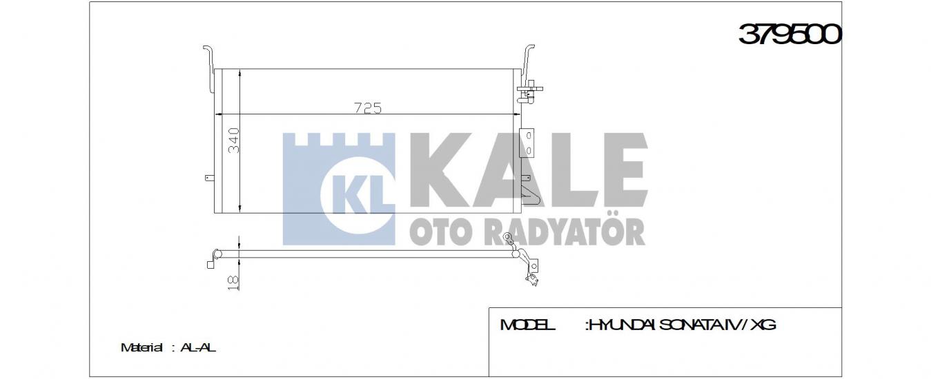 KLİMA RADYATÖRÜ 379500 SONATA IV XG 2.0I 2.4I 2.5I 2.7I (02 04) (703x350x18) KUR