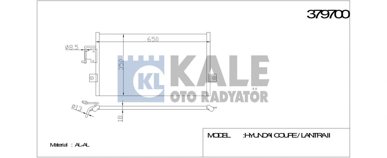 KLİMA RADYATÖRÜ 379700 COUPE ELANTRA-II (605x350x22) (KURUTUCU İLE)