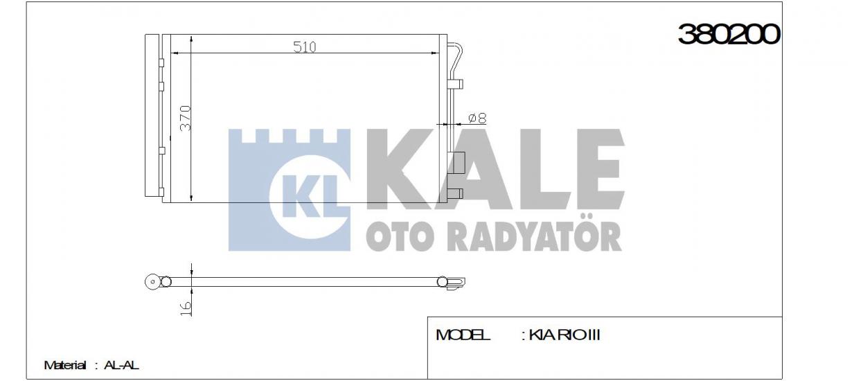 KLİMA RADYATÖRÜ 380200 ACCENT BLUE 1.4I 11- RIO-III 1.25 CVVT 1.4 CVVT 11- (53