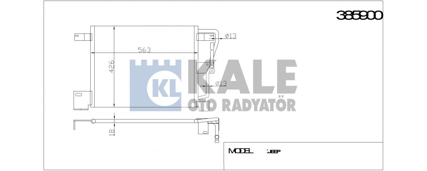 KLİMA RADYATÖRÜ 385900 JEEP (540x428x16) (KURUTUCU İLE)