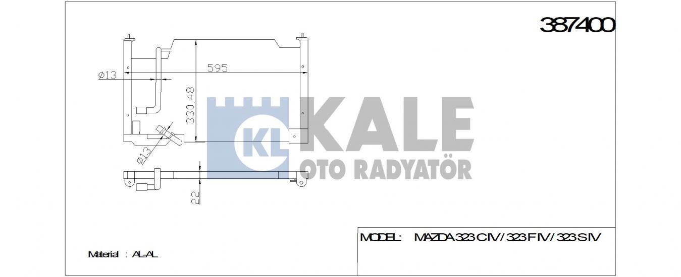 KLİMA RADYATÖRÜ 387400 MAZDA 323-C IV 323-F IV 323 S IV (600x337x22) KURUTUCULU