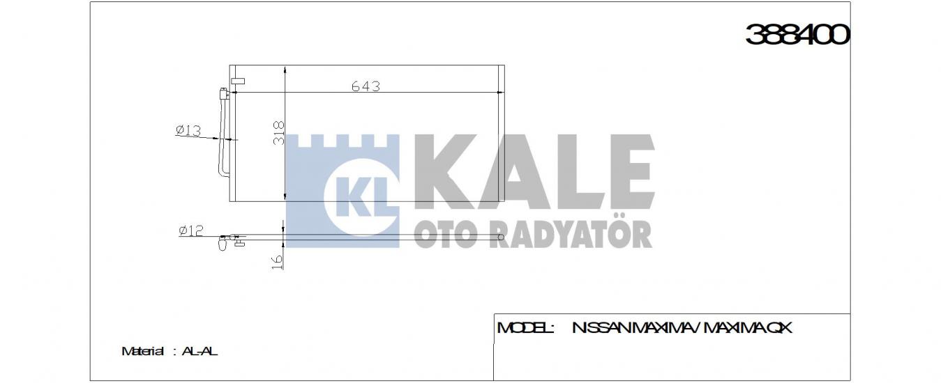 KLİMA RADYATÖRÜ 388400 MAXIMA MAXIMA QX 2.0I 95- (712x368x16) (KURUTUCU İLE)