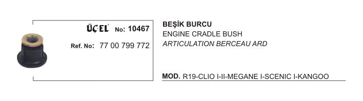 MOTOR BEŞİĞİ BURCU 10467 R19 CLIO-I CLIO-II MEGANE-I SCENIC-I KANGO