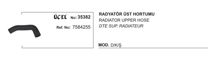 RADYATÖR HORTUMU ÜST 35382 DKS 7584255