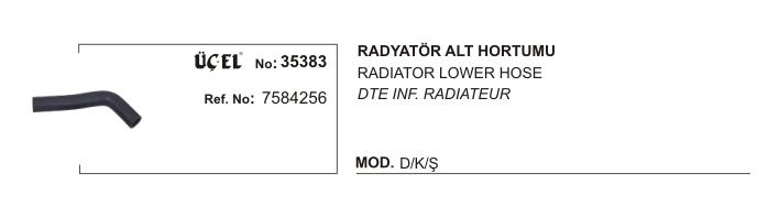 RADYATÖR HORTUMU ALT 35383 DKS 7584256