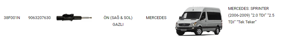 AMORTİSÖR%20ÖN%20SAĞ-SOL%2038F001N%20SPRINTER%20W906%20313/315%20CDI%203-3,5T