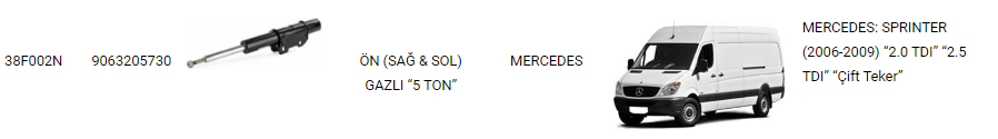 AMORTİSÖR%20ÖN%20SAĞ-SOL%2038F002N%20SPRINTER%20W906%20515/518%20CDI%205T