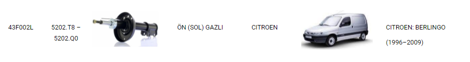 AMORTİSÖR%20ÖN%20SOL%2043F002L%20PARTNER%201996-2008